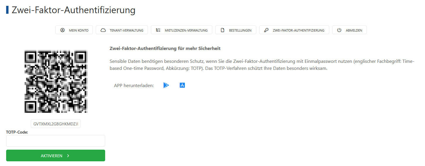 Zwei-Faktor-Authentifizierung Code scannen