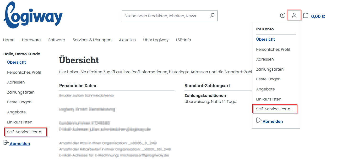 Weiterleitung aus dem Logiway Online-Shop
