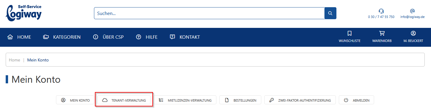 Self Service Tenantverwaltung
