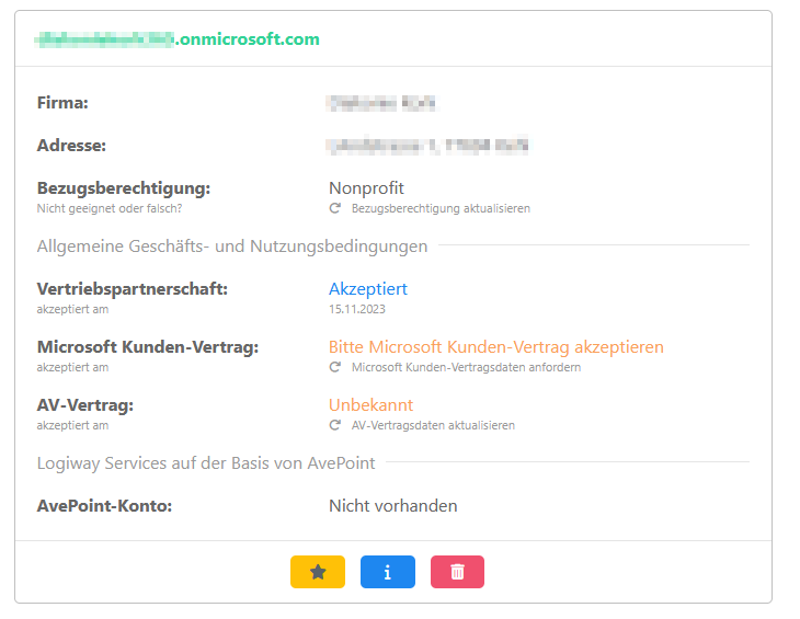 Self Service Tenantverwaltung